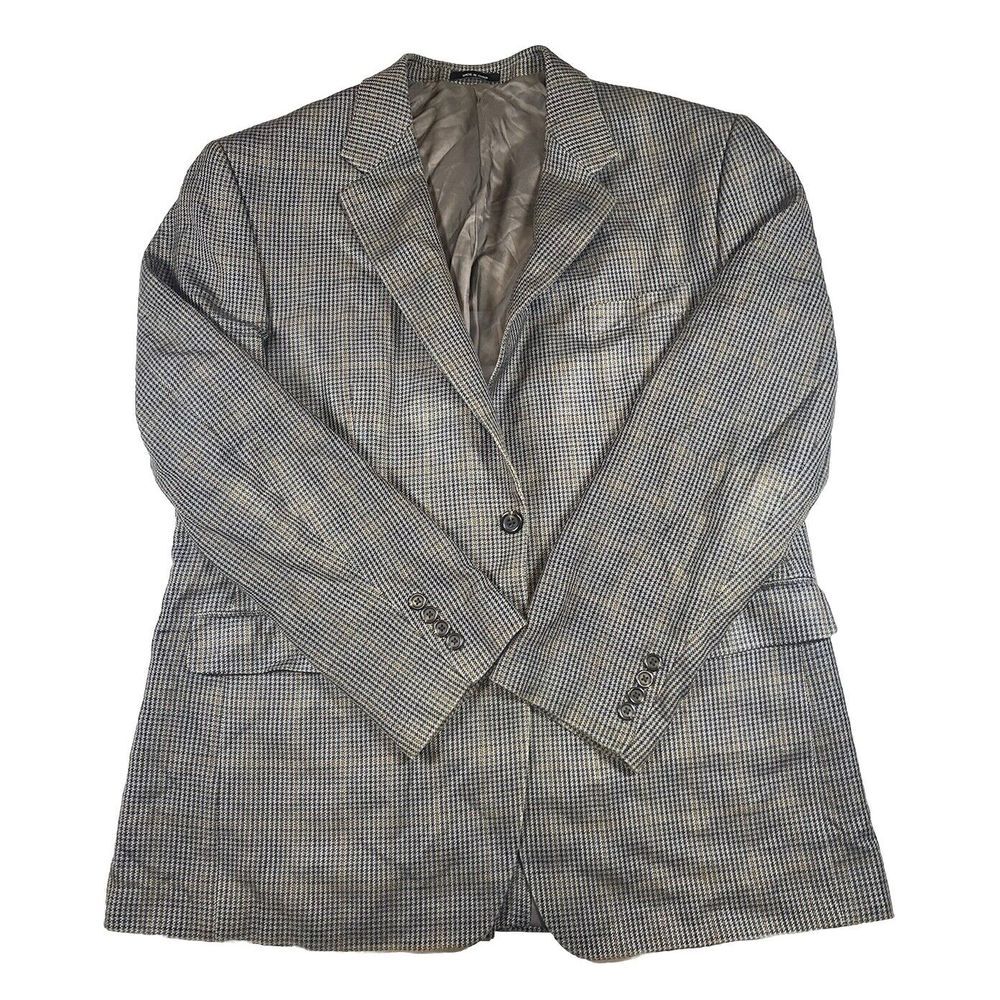 Chaps Sport Coat Mens 44L Brown Wool Tweed Blazer Suit Jacket 2 Button Lambswool